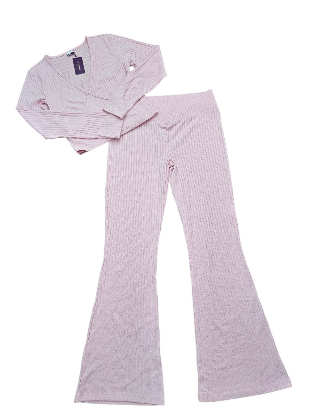 Lascana 2 Pc Set Top And Flare Pants Size 4-6 Light Pink